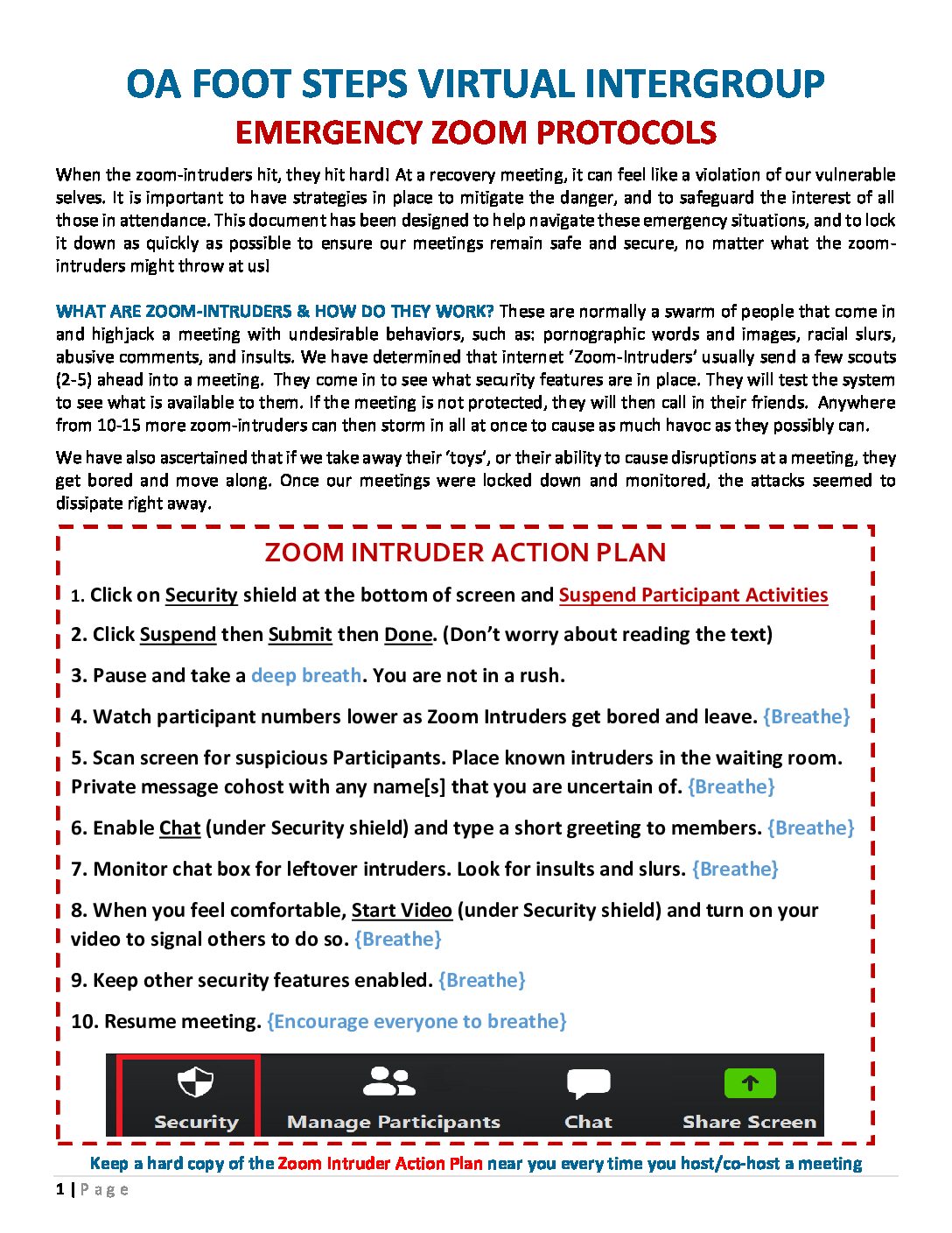 Emergency Zoom Protocol Document Now Available